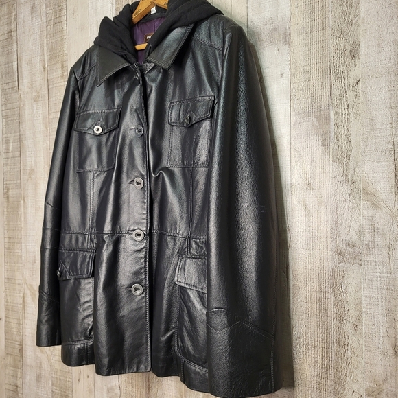 Women's Black Danier Leather Jacket. Size XXL. - Picture 4 of 15
